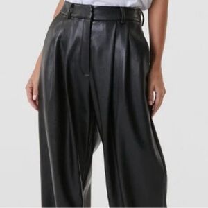 Noli High Waist Wide Leg Vegan Black Leather Trouser Size 4